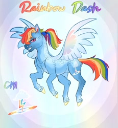 Size: 1706x1843 | Tagged: safe, alternate version, artist:jadejellie, imported from derpibooru, rainbow dash, pegasus, pony, alternate hairstyle, grin, ponytail, smiling, solo, spread wings, wings