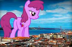 Size: 1920x1277 | Tagged: safe, artist:luckreza8, artist:thegiantponyfan, imported from derpibooru, berry punch, berryshine, earth pony, pony, berry butt, butt, female, giant berryshine/berry punch, giant pony, giant/macro earth pony, giantess, highrise ponies, irl, macro, mare, mega giant, photo, plot, ponies in real life, portugal