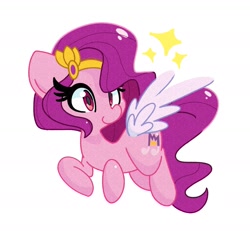 Size: 1893x1749 | Tagged: safe, artist:kindakismet, imported from derpibooru, pipp petals, pegasus, pony, female, flying, g5, looking at you, mare, simple background, solo, sparkles, spread wings, white background, wings