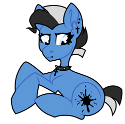 Size: 1280x1263 | Tagged: safe, artist:moonert, imported from derpibooru, oc, oc only, earth pony, pony, choker, ear piercing, earth pony oc, piercing, simple background, solo, spiked choker, transparent background
