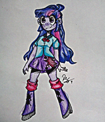 Size: 515x602 | Tagged: safe, artist:xrxgx, imported from derpibooru, twilight sparkle, human, equestria girls, smiling, solo, traditional art