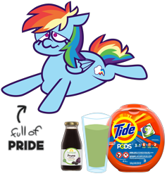 Size: 4656x4904 | Tagged: safe, artist:threetwotwo32232, imported from derpibooru, pegasus, pony, full of pilk, meme, prune juice, simple background, solo, this will not end well, tide pods, transparent background