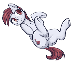 Size: 800x657 | Tagged: safe, artist:anonymous, imported from derpibooru, oc, oc only, oc:molly tov, earth pony, pony, butt, dock, ear piercing, female, freckles, lying down, on back, piercing, plot, ponybooru import, simple background, solo, tail, transparent background, underhoof