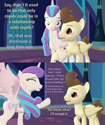 Size: 1816x2160 | Tagged: safe, artist:red4567, imported from derpibooru, pound cake, princess flurry heart, alicorn, pony, unicorn, 3d, comic, female, holding hooves, male, older, older flurry heart, older pound cake, poundflurry, shipping, source filmmaker, straight