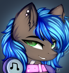 Size: 2500x2640 | Tagged: safe, artist:2pandita, imported from derpibooru, oc, oc only, pony, bust, collar, headphones, portrait, solo