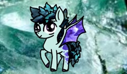Size: 1280x750 | Tagged: safe, artist:princesseclipso, imported from derpibooru, oc, oc only, oc:alexandrite, dracony, hybrid, abstract background, colt, foal, interspecies offspring, male, offspring, parent:rarity, parent:spike, parents:sparity, solo, spread wings, wings