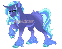 Size: 2900x2300 | Tagged: safe, artist:gigason, imported from derpibooru, oc, oc only, oc:freyr, pony, unicorn, female, mare, obtrusive watermark, offspring, parent:sky stinger, parent:starlight glimmer, simple background, solo, transparent background, unshorn fetlocks, watermark