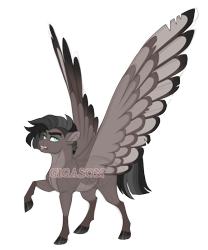 Size: 3500x4200 | Tagged: safe, artist:gigason, imported from derpibooru, oc, oc only, oc:huff puff, pegasus, pony, high res, magical gay spawn, male, obtrusive watermark, offspring, parent:doctor caballeron, parent:sky stinger, simple background, solo, stallion, transparent background, watermark