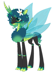 Size: 1280x1715 | Tagged: safe, artist:malinraf1615, artist:selenaede, imported from derpibooru, queen chrysalis, changeling, changeling queen, alternate hairstyle, base used, chest fluff, cute, female, flower, flower in hair, leaf, redesign, simple background, solo, transparent background