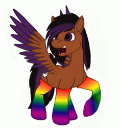 Size: 841x893 | Tagged: safe, artist:dsb71013, imported from derpibooru, oc, oc only, oc:rhapsody, pegasus, pony, animated, clothes, ear flick, female, full body, g5, gif, loop, pegasus oc, rainbow socks, simple background, socks, solo, spread wings, standing, striped socks, white background, wings