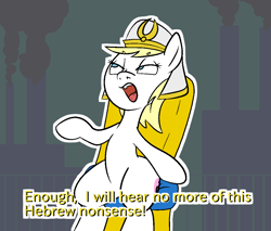 Size: 1126x959 | Tagged: safe, artist:happy harvey, imported from derpibooru, oc, oc only, oc:aryanne, earth pony, pony, drawthread, factory, female, fence, hat, headdress, looking away, mare, nazi, open mouth, pharaoh, phone drawing, ponified, prince of egypt, sitting, smoke, throne