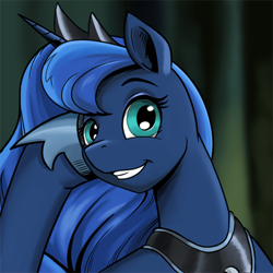 Size: 500x500 | Tagged: safe, artist:bra1neater, imported from derpibooru, princess luna, alicorn, pony, condescending luna, condescending wonka, female, grin, looking at you, meme, ponified meme, roald dahl, smiling, solo, willy wonka and the chocolate factory