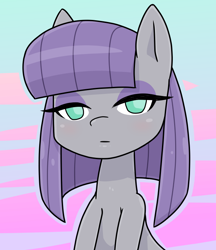 Size: 640x740 | Tagged: safe, alternate version, artist:batipin, imported from derpibooru, maud pie, earth pony, pony, looking at you, missing accessory, nudity, solo