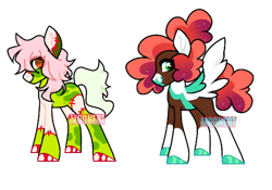 Size: 508x355 | Tagged: safe, artist:moonert, imported from derpibooru, oc, oc only, earth pony, pegasus, pony, duo, earth pony oc, female, hoof polish, mare, pegasus oc, simple background, smiling, stitches, transparent background, wings