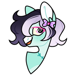 Size: 1280x1264 | Tagged: safe, artist:moonert, imported from derpibooru, oc, oc only, earth pony, pony, bow, bust, earth pony oc, hair bow, heart, heart eyes, simple background, smiling, solo, transparent background, wingding eyes