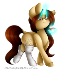 Size: 1500x1600 | Tagged: safe, artist:prettyshinegp, imported from derpibooru, oc, oc only, pony, unicorn, clothes, cup, female, glasses, glowing, glowing horn, horn, magic, mare, simple background, smiling, socks, solo, teacup, telekinesis, transparent background, unicorn oc