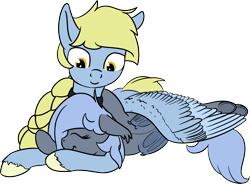 Size: 1438x1056 | Tagged: safe, artist:barhandar, imported from twibooru, oc, oc only, oc:panne, oc:windswept skies, bat pony, pegasus, pony, collar, ear fluff, eyes closed, female, flat color, floppy ears, hug, image, looking at someone, male, mare, png, simple background, snuggling, stallion, transparent background, two toned wings, underhoof, unshorn fetlocks, winghug, wings