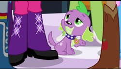 Size: 750x430 | Tagged: safe, imported from derpibooru, screencap, applejack, fluttershy, pinkie pie, rainbow dash, rarity, spike, twilight sparkle, dog, equestria girls, equestria girls (movie), boots, clothes, cowboy boots, high heel boots, shoes, simple background, spike the dog