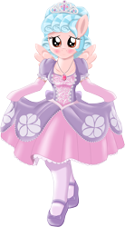 Size: 1735x3142 | Tagged: safe, artist:avchonline, imported from twibooru, cozy glow, pegasus, semi-anthro, bipedal, blushing, canterlot royal ballet academy, clothes, cozybetes, curtsey, cute, disney, disney princess, dress, female, gloves, hoof shoes, image, jewelry, long gloves, looking at you, necklace, pantyhose, png, princess, princess shoes, princess sofia, regalia, shoes, simple background, smiling, smiling at you, sofia the first, solo, solo female, spread wings, tiara, timid, transparent background, wings