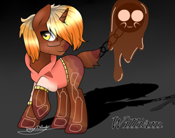 Size: 2759x2173 | Tagged: safe, artist:djdupstep15, imported from derpibooru, oc, oc only, pony, unicorn, augmented, augmented tail, clothes, glasses, gradient background, horn, male, raised hoof, signature, solo, stallion, tail, unicorn oc