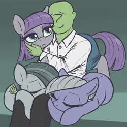 Size: 3000x3000 | Tagged: safe, artist:t72b, imported from derpibooru, limestone pie, marble pie, maud pie, oc, oc:anon, earth pony, human, pony, anon gets all the mares, blushing, clothes, cuddling, cute, eyes closed, female, human male, human on pony petting, human on pony snuggling, lucky bastard, lying down, male, mare, petting, pie sisters, prone, siblings, sisters, sitting, sitting on lap, sleeping, snuggling, t72b is trying to murder us, weapons-grade cute