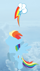 Size: 640x1140 | Tagged: safe, artist:thunder-blur, imported from derpibooru, rainbow dash, pegasus, pony, 2019, cloud, cutie mark background