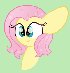 Size: 598x622 | Tagged: safe, artist:sugarcloud12, imported from derpibooru, fluttershy, pony, alternate hairstyle, bust, green background, portrait, simple background, solo