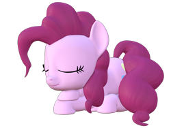 Size: 4000x3000 | Tagged: safe, artist:wissle, imported from derpibooru, pinkie pie, earth pony, pony, 3d, atg 2022, blender, eyes closed, female, high res, lying down, mare, newbie artist training grounds, simple background, sleeping, solo, transparent background