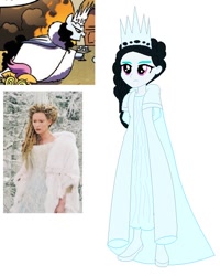 Size: 528x660 | Tagged: safe, artist:robertsonskywa1, idw, imported from derpibooru, human, equestria girls, spoiler:comic, spoiler:comic16, chronicles of narnia, clothes, crown, dress, female, jadis, jewelry, photo, pony to human, regalia, simple background, solo, white background, white witch