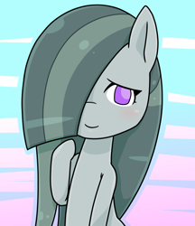 Size: 640x740 | Tagged: safe, artist:batipin, imported from derpibooru, marble pie, earth pony, pony, blushing, cute, female, hair over one eye, looking at you, marblebetes, mare, smiling, solo