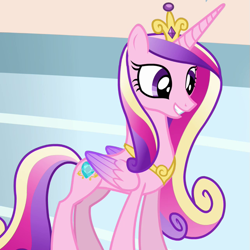 Size: 643x643 | Tagged: safe, imported from derpibooru, screencap, princess cadance, alicorn, pony, games ponies play, season 3, cropped, crown, cute, cutedance, female, folded wings, happy, horn, jewelry, mare, regalia, smiling, solo, tiara, wings