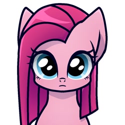 Size: 768x768 | Tagged: safe, artist:namaenonaipony, imported from derpibooru, pinkie pie, earth pony, pony, bust, female, frown, looking at you, mare, pinkamena diane pie, portrait, simple background, solo, white background