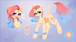 Size: 2604x1452 | Tagged: safe, artist:kutoshi, imported from derpibooru, oc, pony, unicorn, adoptable, advertisement, auction, bag, cutie mark, leonine tail, reference sheet, saddle bag, solo, tail