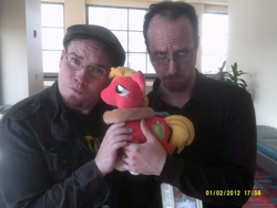 Size: 2048x1536 | Tagged: safe, artist:brinycosplay, imported from derpibooru, big macintosh, human, connecticon, connecticon 2014, doug walker, irl, irl human, photo, plushie, rob walker