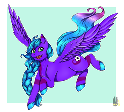 Size: 1600x1446 | Tagged: safe, artist:natt333, imported from derpibooru, oc, oc:violet aura, pegasus, pony, commissioner:solar aura, signature, simple background, solo, spread wings, wings