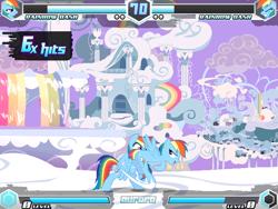 Size: 640x480 | Tagged: safe, imported from derpibooru, rainbow dash, pegasus, pony, fighting is magic, butt, cloud, cloudsdale, female, fighting is magic aurora, game, game screencap, mare, plot, rainbow, sky