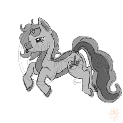 Size: 2048x2048 | Tagged: safe, artist:moone#2692, imported from derpibooru, oc, oc only, oc:cj vampire, earth pony, pony, monochrome, simple background, sketch, solo, white background