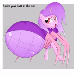 Size: 3000x3000 | Tagged: safe, alternate version, artist:bestponies, imported from derpibooru, oc, oc:silky web, monster pony, original species, pony, spider, spiderpony, unicorn, butt, butt shake, cute, fangs, female, horn, mare, multiple eyes, open mouth, open smile, smiling
