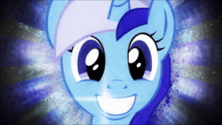 Size: 1280x720 | Tagged: safe, artist:sandwichhorsearchive, artist:sim gretina, imported from derpibooru, minuette, pony, unicorn, 2012, absurd file size, animated, brony music, bust, happy, horn, link in description, looking at you, music, nostalgia, portrait, shiny teeth, smiling, smiling at you, solo, sound, sound only, webm, youtube, youtube link, youtube video