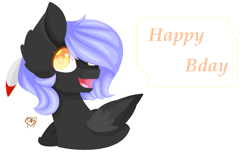 Size: 1288x840 | Tagged: safe, artist:prettyshinegp, imported from derpibooru, oc, oc only, pegasus, pony, bust, hair over one eye, happy birthday, pegasus oc, signature, simple background, smiling, solo, white background, wings
