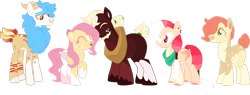 Size: 1280x484 | Tagged: safe, artist:klawiee, artist:selenaede, imported from derpibooru, big macintosh, fluttershy, oc, earth pony, hybrid, pegasus, pony, alternate design, bandana, base used, beard, cheek kiss, coat markings, colored pupils, ear piercing, earring, earth pony oc, eyes closed, facial hair, family, female, fluttermac, freckles, horse collar, jewelry, kissing, male, mare, offspring, open mouth, open smile, parent:big macintosh, parent:fluttershy, parents:fluttermac, pegasus oc, piercing, shipping, simple background, smiling, step-father, straight, transparent background, unshorn fetlocks