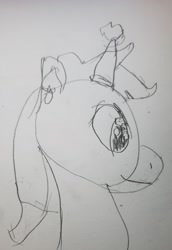 Size: 2123x3077 | Tagged: safe, artist:joeydr, imported from derpibooru, oc, oc only, oc:vanillaberry swirl, earth pony, food pony, pony, female, food, hat, mare, newbie artist training grounds, party hat, ponified, solo, traditional art