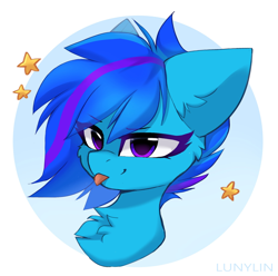 Size: 2152x2136 | Tagged: safe, artist:lunylin, imported from derpibooru, oc, oc only, pony, :p, bust, portrait, simple background, solo, tongue out, white background