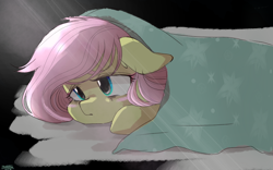 Size: 2560x1600 | Tagged: safe, artist:dawnflame, imported from derpibooru, fluttershy, pegasus, pony, blanket, crepuscular rays, cute, female, floppy ears, high res, lying down, mare, melancholy, prone, shyabetes, sleepless, solo