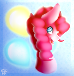 Size: 749x766 | Tagged: safe, artist:prettyshinegp, imported from derpibooru, pinkie pie, earth pony, pony, bust, female, mare, signature, smiling, solo