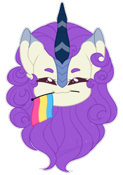 Size: 1400x2000 | Tagged: safe, artist:purplegrim40, imported from derpibooru, oc, oc only, kirin, bust, commission, eyes closed, kirin oc, mouth hold, pansexual pride flag, pride, pride flag, simple background, smiling, solo, transparent background, ych result