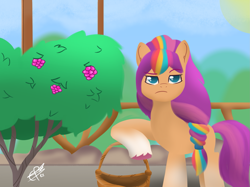 Size: 2055x1541 | Tagged: safe, artist:cobaltskies002, imported from derpibooru, sunny starscout, earth pony, pony, spoiler:g5, spoiler:my little pony: tell your tale, spoiler:tyts01e19, cute, eyebrows, eyebrows visible through hair, female, frown, g5, looking at you, lost in translation (episode), mane stripe sunny, mare, multicolored hair, my little pony: tell your tale, pouting, raised eyebrow, scene interpretation, signature, solo, sunny starscout is not amused, sunnybetes, unamused