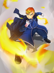 Size: 2608x3500 | Tagged: safe, artist:lummh, imported from derpibooru, spitfire, human, anime, clothes, cosplay, costume, fullmetal alchemist, humanized, roy mustang, solo