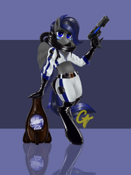 Size: 750x1000 | Tagged: safe, artist:ctamina, imported from derpibooru, oc, oc only, anthro, hippogriff, fallout equestria, furry, outfit, weapon