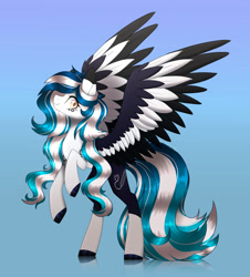 Size: 1280x1415 | Tagged: safe, artist:auroranovasentry, imported from derpibooru, oc, oc:marie pixel, pegasus, pony, colored wings, female, mare, solo, two toned wings, wings
